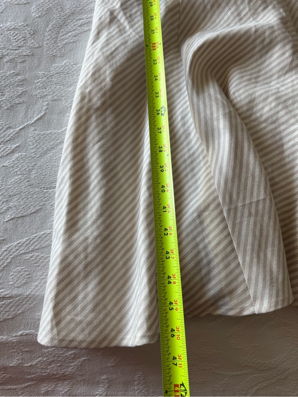 Ann Taylor Sz 6 Linen Blend Stripe Belted Midi Dress Vacation Coastal Beach - Picture 9 of 9